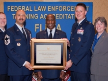 CMSGT Eric Stewart, CMSGT Paul Zidack, Brigadier General Jimmy E. McMillian, Director AFSF, Lt. Col. Christopher Echols, Catherine Jeffryes CMSGT Eric Stewart, CMSGT Paul Zidack, Brigadier General Jimmy E. McMillian, Director AFSF, Lt. Col. Christopher Echols, Catherine Jeffryes
