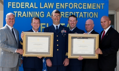 Alan Wheaton, Curriculum Chief; Cmdr. Thomas Walsh, Commanding Officer, MLEA; Cmdr. Paul Baker, Dep Dir of Training Evaluations at the White House; Lt. Brett Gary, MLEA; Rick Giovengo, Accreditation Mgr; and, Terry Walsh, Assist Trng Officer