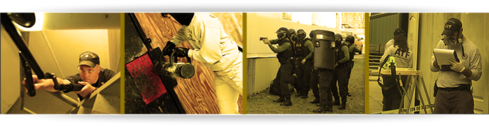 U.S. Coast Guard ship clearing, Federal Bureau of Investigations entry training, Drug Enforcement Agency tactical training, and Alcohol, Tobacco, Firearms, and Explosives crime scene training.