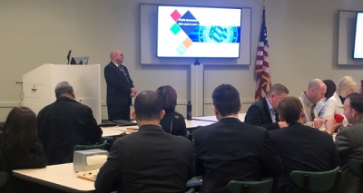 Executive Director Joe Collins speaking to Inspector General staff Executive Director Joe Collins speaking to Inspector General staff