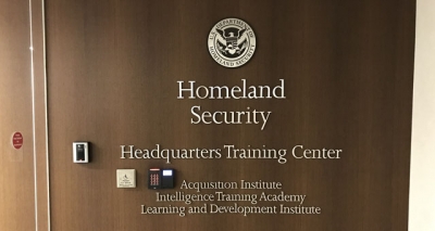 The sign to the Homeland Security Intelligence Training Academy