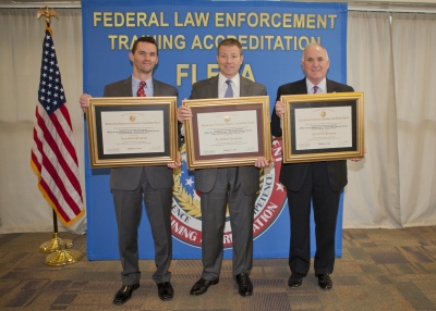 Jason Worchel, Branch Mgr, Trng Dev and Support Branch, LE and Industry Trng Div; Michael Novak, Assistant Administrator, Training and Workforce Engagement; and, Thomas Kost, Division Dir, LE and Industry Trng Div Jason Worchel, Branch Mgr, Trng Dev and Support Branch, LE and Industry Trng Div; Michael Novak, Assistant Administrator, Training and Workforce Engagement; and, Thomas Kost, Division Dir, LE and Industry Trng Div
